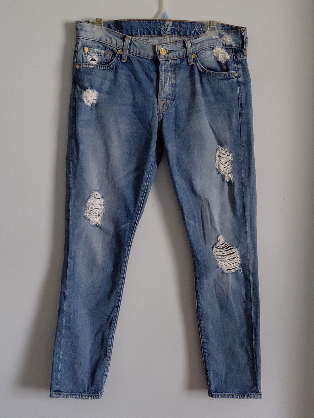 7 For All Mankind Josephina Skinny Boyfriend Distressed Jeans 26